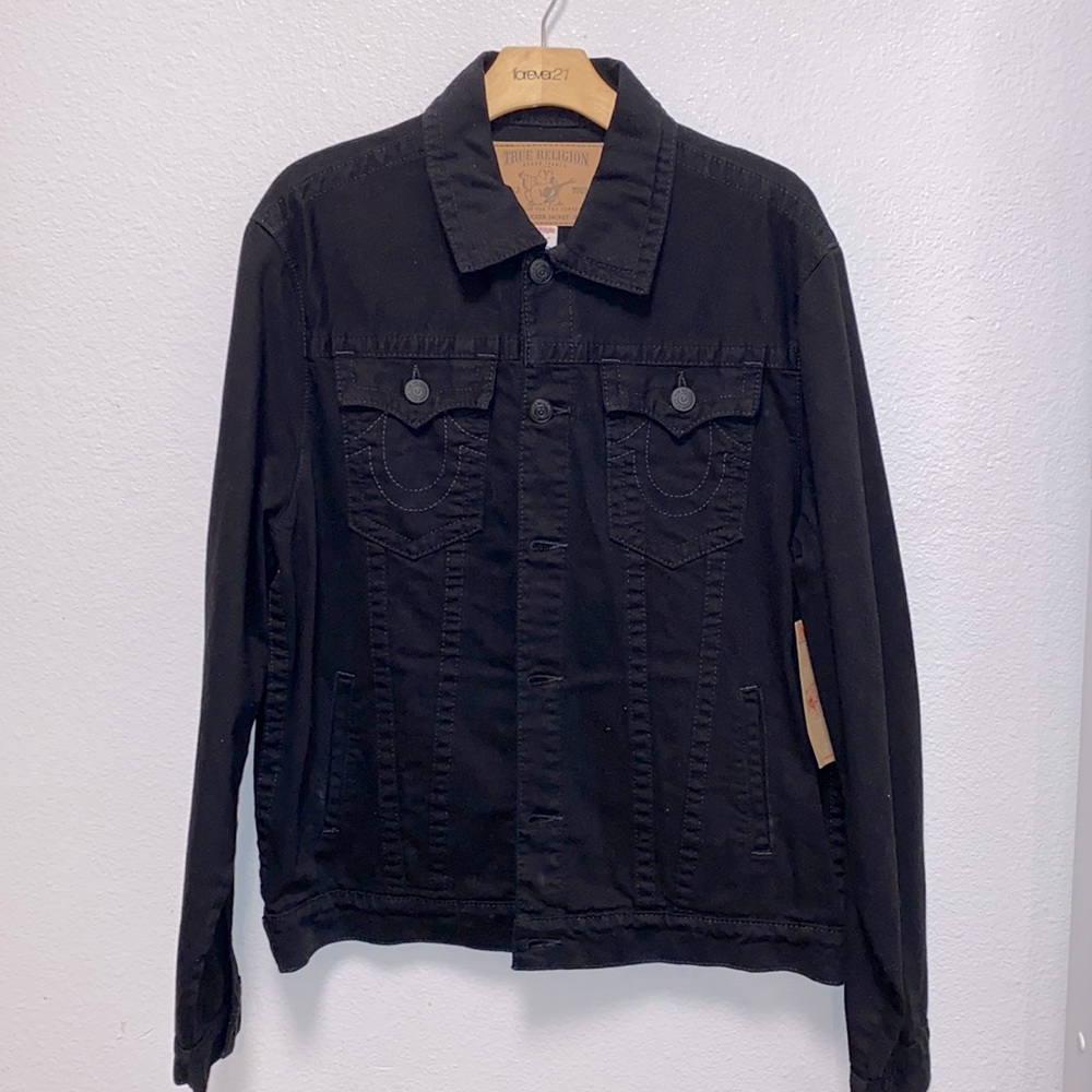True Religion Jet Black Trucker Jacket XL